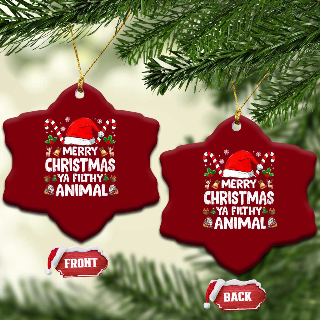 Merry Christmas Ya Filthy Animal Ceramic Ornament Funny Home Xmas Alone Movie Pajama TS10 Print Your Wear