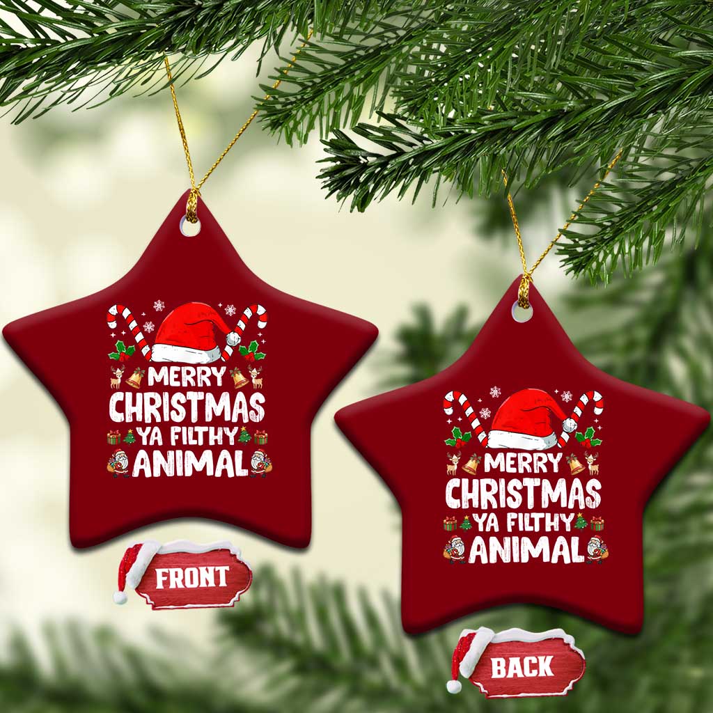 Merry Christmas Ya Filthy Animal Ceramic Ornament Funny Home Xmas Alone Movie Pajama TS10 Print Your Wear