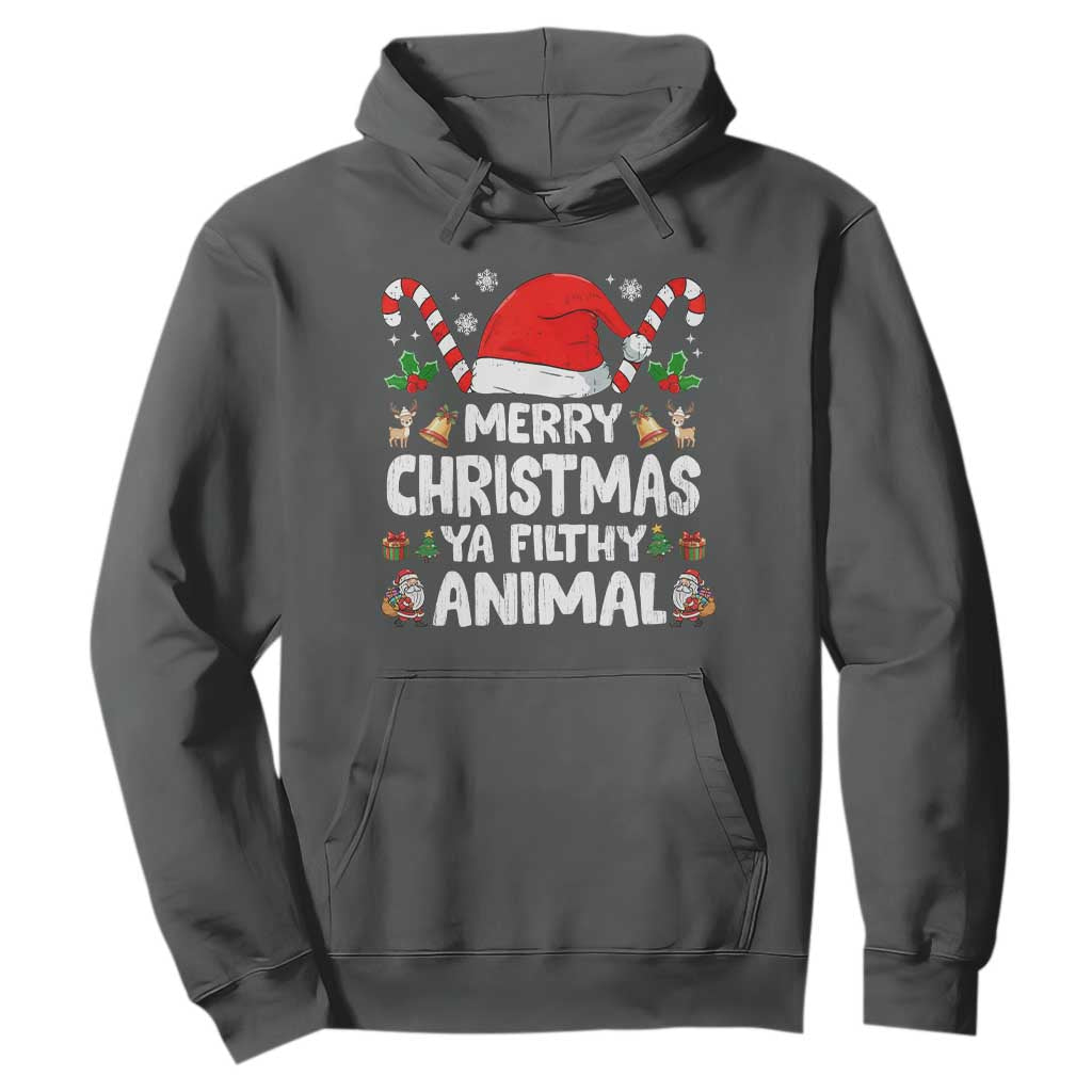 Merry Christmas Ya Filthy Animal Hoodie Funny Home Xmas Alone Movie Pajama TS10 Dark Heather Print Your Wear