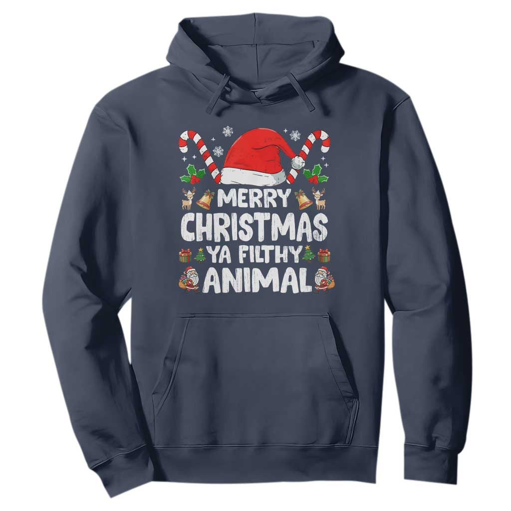 Merry Christmas Ya Filthy Animal Hoodie Funny Home Xmas Alone Movie Pajama TS10 Navy Print Your Wear