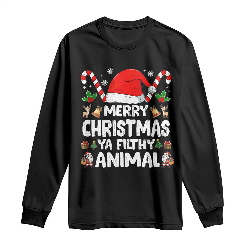 Merry Christmas Ya Filthy Animal Long Sleeve Shirt Funny Home Xmas Alone Movie Pajama TS10 Black Print Your Wear