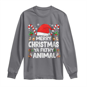 Merry Christmas Ya Filthy Animal Long Sleeve Shirt Funny Home Xmas Alone Movie Pajama TS10 Charcoal Print Your Wear