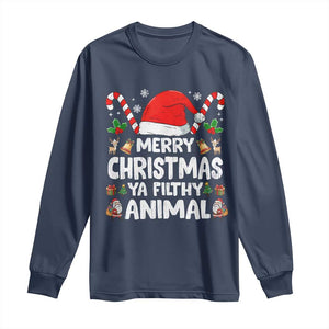 Merry Christmas Ya Filthy Animal Long Sleeve Shirt Funny Home Xmas Alone Movie Pajama TS10 Navy Print Your Wear