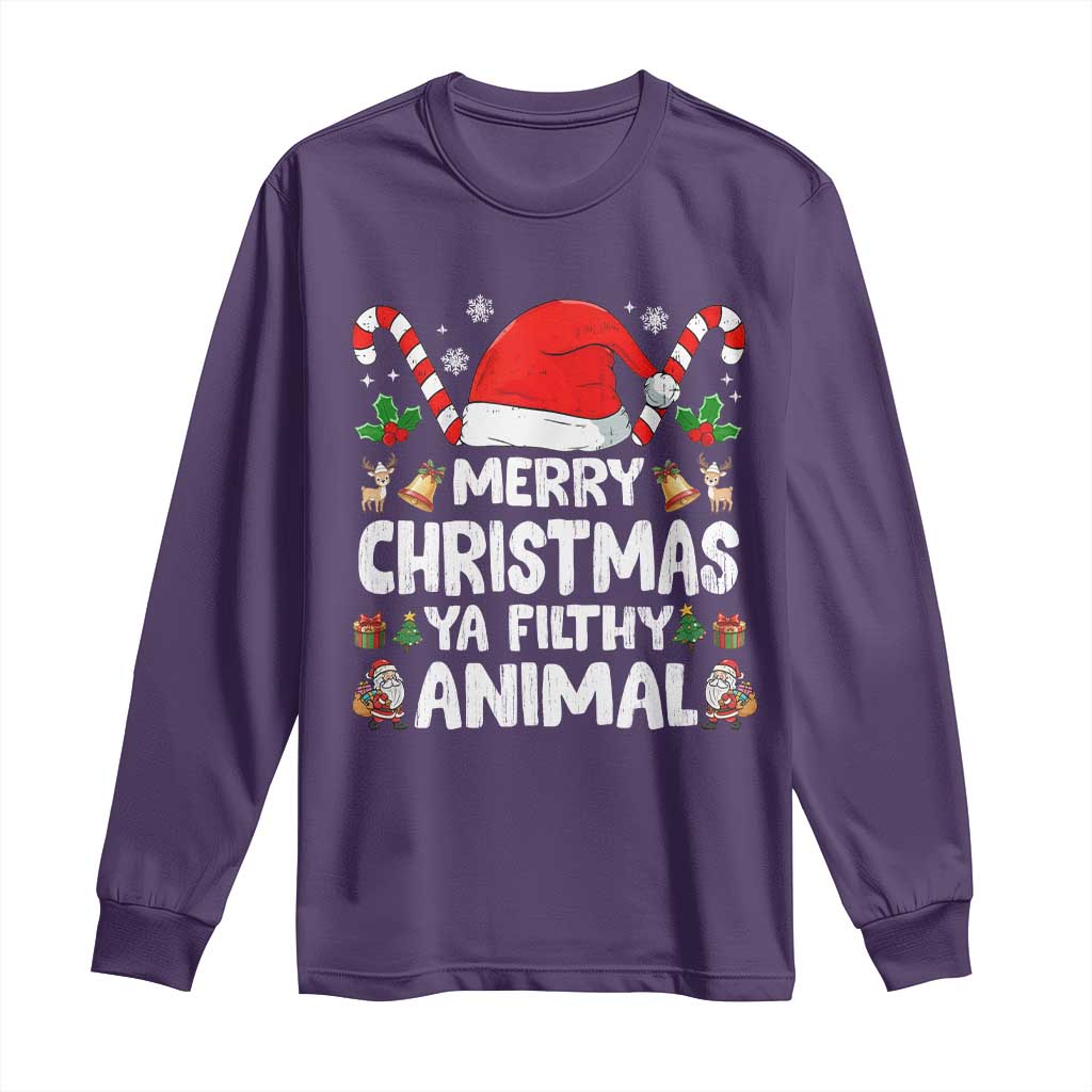 Merry Christmas Ya Filthy Animal Long Sleeve Shirt Funny Home Xmas Alone Movie Pajama TS10 Purple Print Your Wear