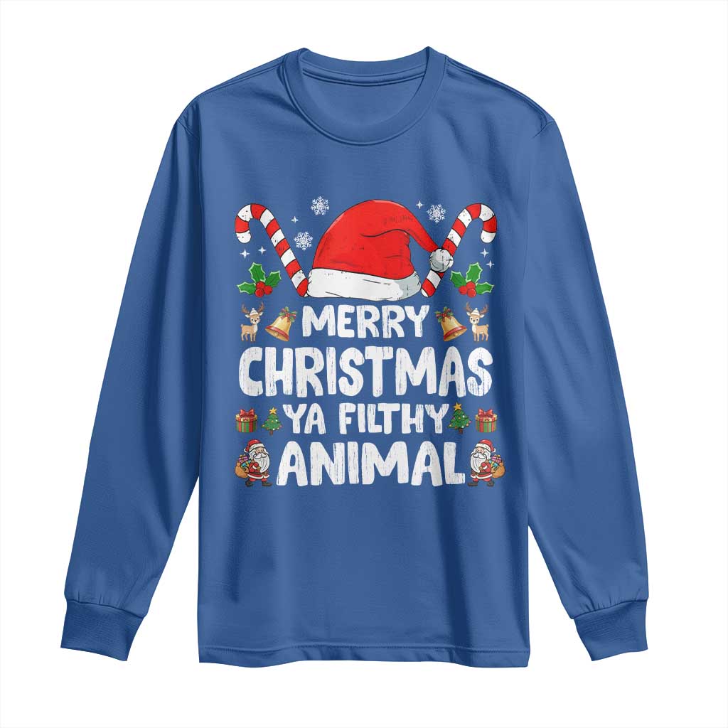 Merry Christmas Ya Filthy Animal Long Sleeve Shirt Funny Home Xmas Alone Movie Pajama TS10 Royal Blue Print Your Wear
