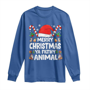 Merry Christmas Ya Filthy Animal Long Sleeve Shirt Funny Home Xmas Alone Movie Pajama TS10 Royal Blue Print Your Wear