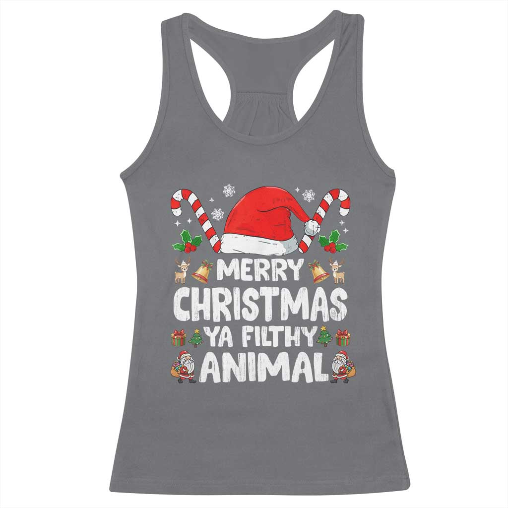 Merry Christmas Ya Filthy Animal Racerback Tank Top Funny Home Xmas Alone Movie Pajama - Print Your Wear