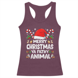 Merry Christmas Ya Filthy Animal Racerback Tank Top Funny Home Xmas Alone Movie Pajama TS10 Maroon Print Your Wear