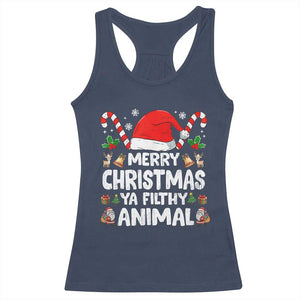 Merry Christmas Ya Filthy Animal Racerback Tank Top Funny Home Xmas Alone Movie Pajama TS10 Navy Print Your Wear