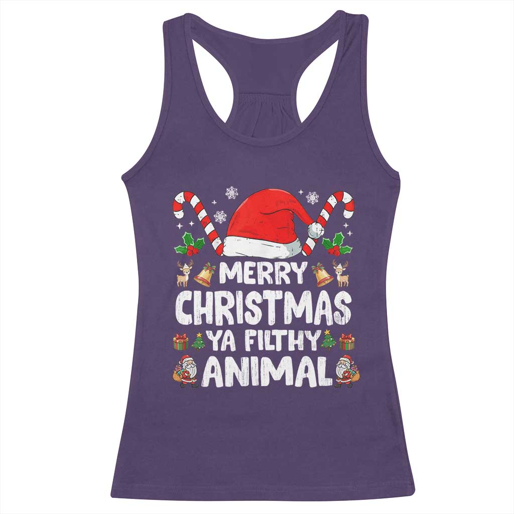 Merry Christmas Ya Filthy Animal Racerback Tank Top Funny Home Xmas Alone Movie Pajama - Print Your Wear