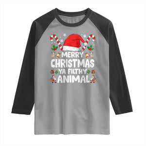 Merry Christmas Ya Filthy Animal Raglan Shirt Funny Home Xmas Alone Movie Pajama TS10 Sport Gray Black Print Your Wear