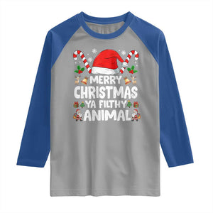 Merry Christmas Ya Filthy Animal Raglan Shirt Funny Home Xmas Alone Movie Pajama TS10 Sport Gray Royal Print Your Wear