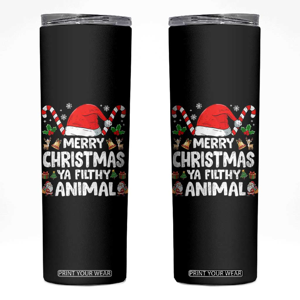 Merry Christmas Ya Filthy Animal Skinny Tumbler Funny Home Xmas Alone Movie Pajama TS10 Black Print Your Wear