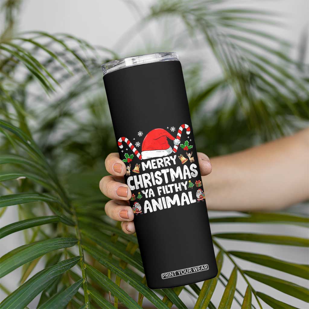 Merry Christmas Ya Filthy Animal Skinny Tumbler Funny Home Xmas Alone Movie Pajama TS10 Print Your Wear