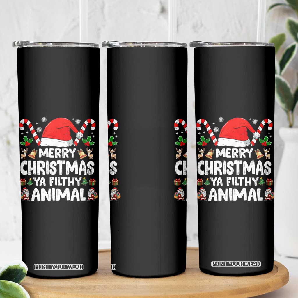 Merry Christmas Ya Filthy Animal Skinny Tumbler Funny Home Xmas Alone Movie Pajama TS10 Print Your Wear