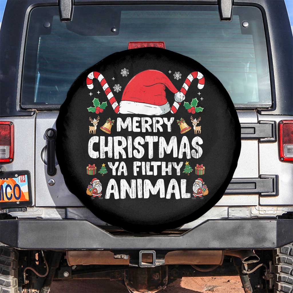 Merry Christmas Ya Filthy Animal Spare Tire Cover Funny Home Xmas Alone Movie Pajama TS10 No hole Black Print Your Wear