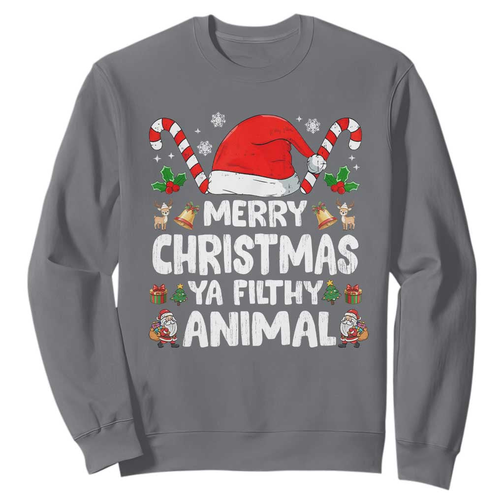 Merry Christmas Ya Filthy Animal Sweatshirt Funny Home Xmas Alone Movie Pajama TS10 Charcoal Print Your Wear