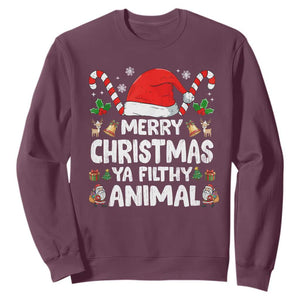 Merry Christmas Ya Filthy Animal Sweatshirt Funny Home Xmas Alone Movie Pajama TS10 Maroon Print Your Wear