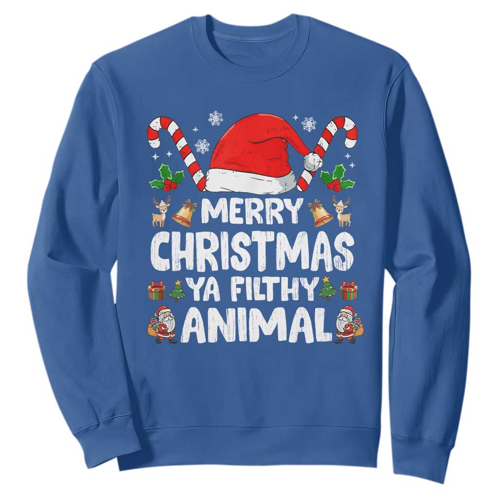 Merry Christmas Ya Filthy Animal Sweatshirt Funny Home Xmas Alone Movie Pajama TS10 Royal Blue Print Your Wear