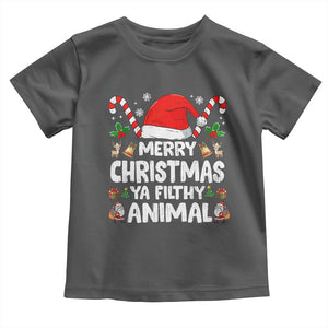 Merry Christmas Ya Filthy Animal Toddler T Shirt Funny Home Xmas Alone Movie Pajama TS10 Dark Heather Print Your Wear