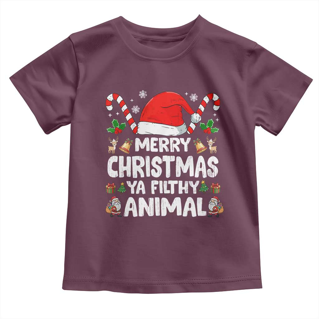 Merry Christmas Ya Filthy Animal Toddler T Shirt Funny Home Xmas Alone Movie Pajama TS10 Maroon Print Your Wear