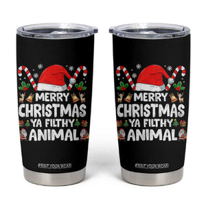 Merry Christmas Ya Filthy Animal Tumbler Cup Funny Home Xmas Alone Movie Pajama TS10 Black Print Your Wear