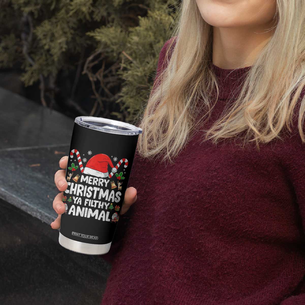 Merry Christmas Ya Filthy Animal Tumbler Cup Funny Home Xmas Alone Movie Pajama TS10 Print Your Wear