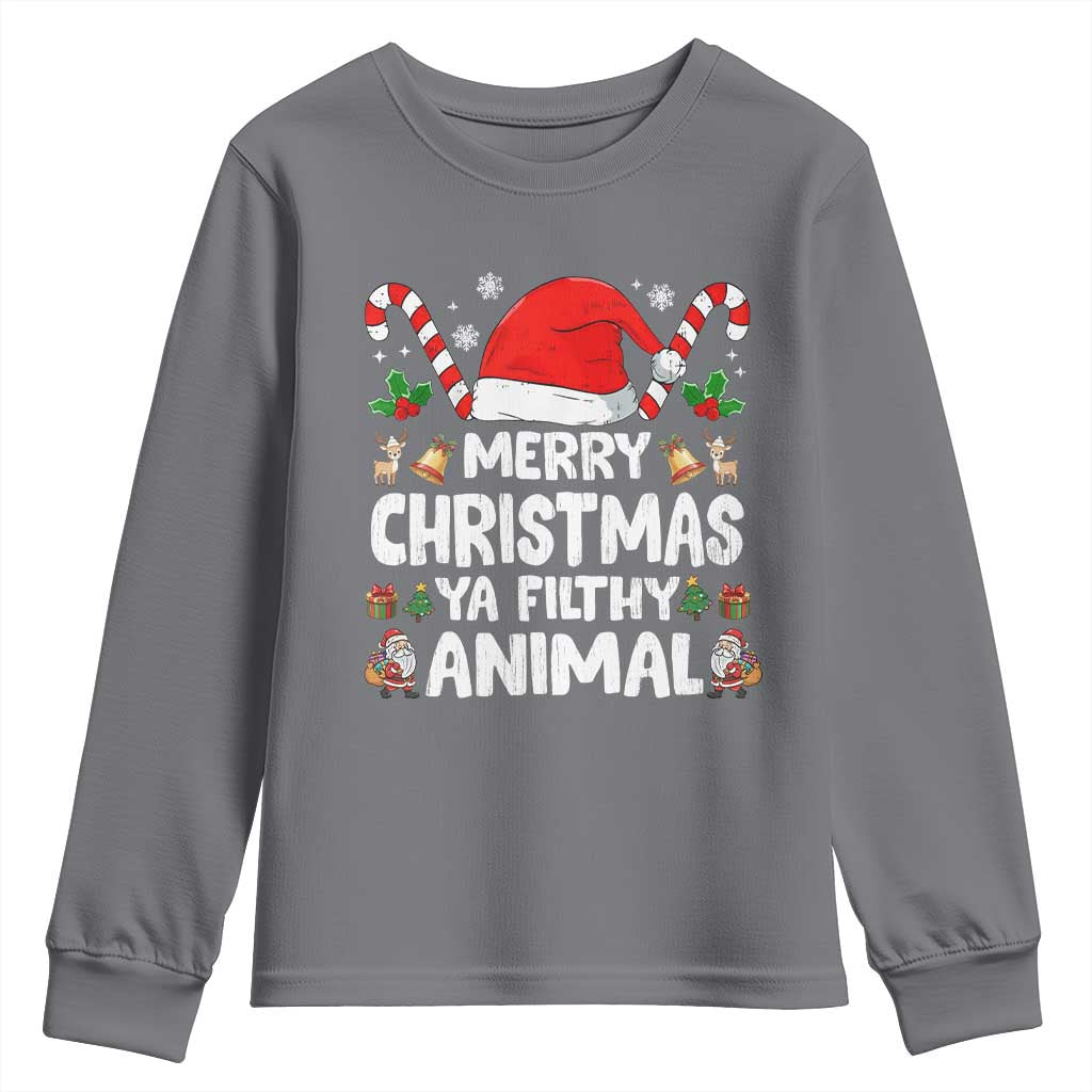 Merry Christmas Ya Filthy Animal Youth Sweatshirt Funny Home Xmas Alone Movie Pajama TS10 Charcoal Print Your Wear
