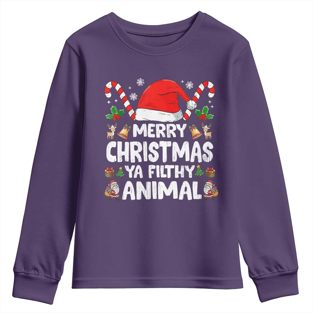 Merry Christmas Ya Filthy Animal Youth Sweatshirt Funny Home Xmas Alone Movie Pajama TS10 Purple Print Your Wear
