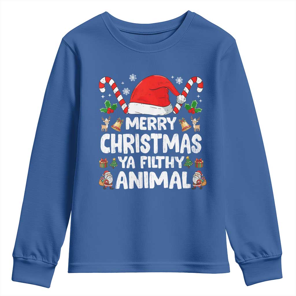 Merry Christmas Ya Filthy Animal Youth Sweatshirt Funny Home Xmas Alone Movie Pajama TS10 Royal Blue Print Your Wear