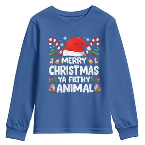 Merry Christmas Ya Filthy Animal Youth Sweatshirt Funny Home Xmas Alone Movie Pajama TS10 Royal Blue Print Your Wear