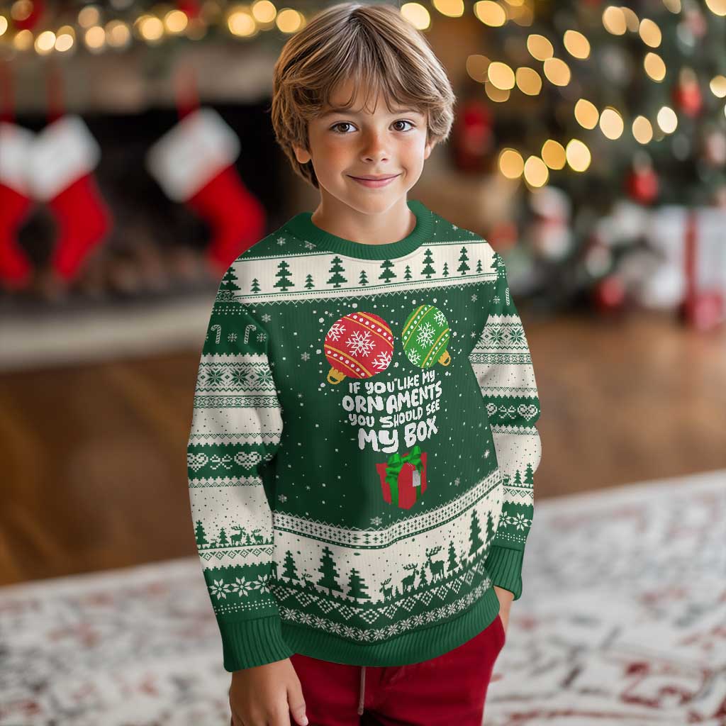 Funny Dirty Xmas Ugly Christmas Sweater If You Like My Ornaments Rude Adult Humor Xmas PJs TS10 Forest Green Beige Print Your Wear