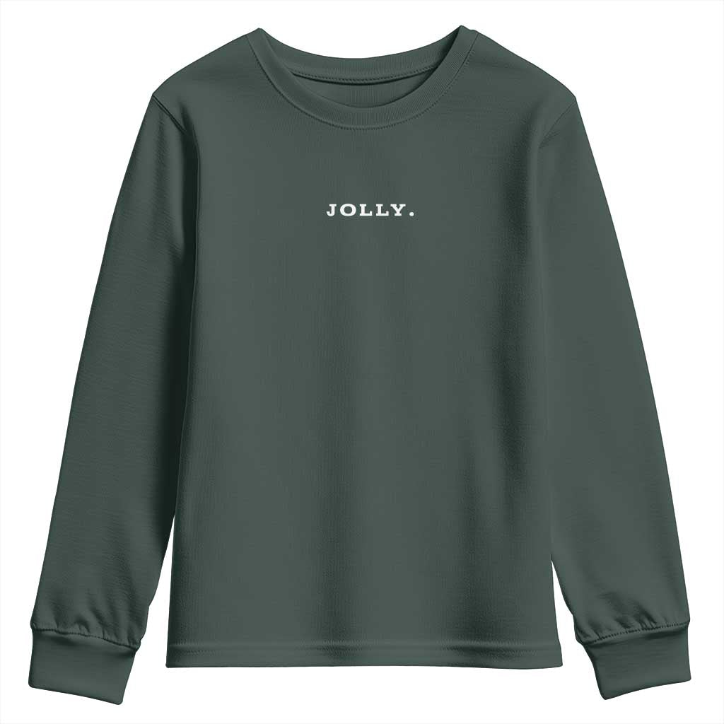 Jolly Christmas Subtle Minimal Youth Sweatshirt Funny Holiday Party Simple TS10 Dark Forest Green Print Your Wear