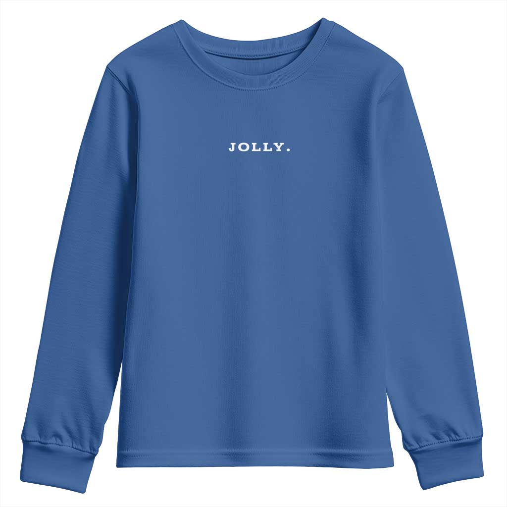 Jolly Christmas Subtle Minimal Youth Sweatshirt Funny Holiday Party Simple TS10 Royal Blue Print Your Wear