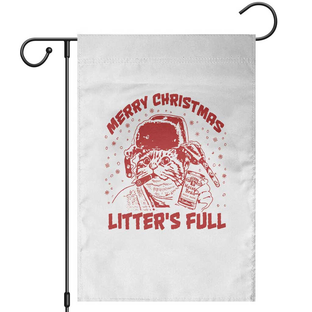 Litters Full Garden Flag Funny Cat Christmas Vacation TS10 White Print Your Wear