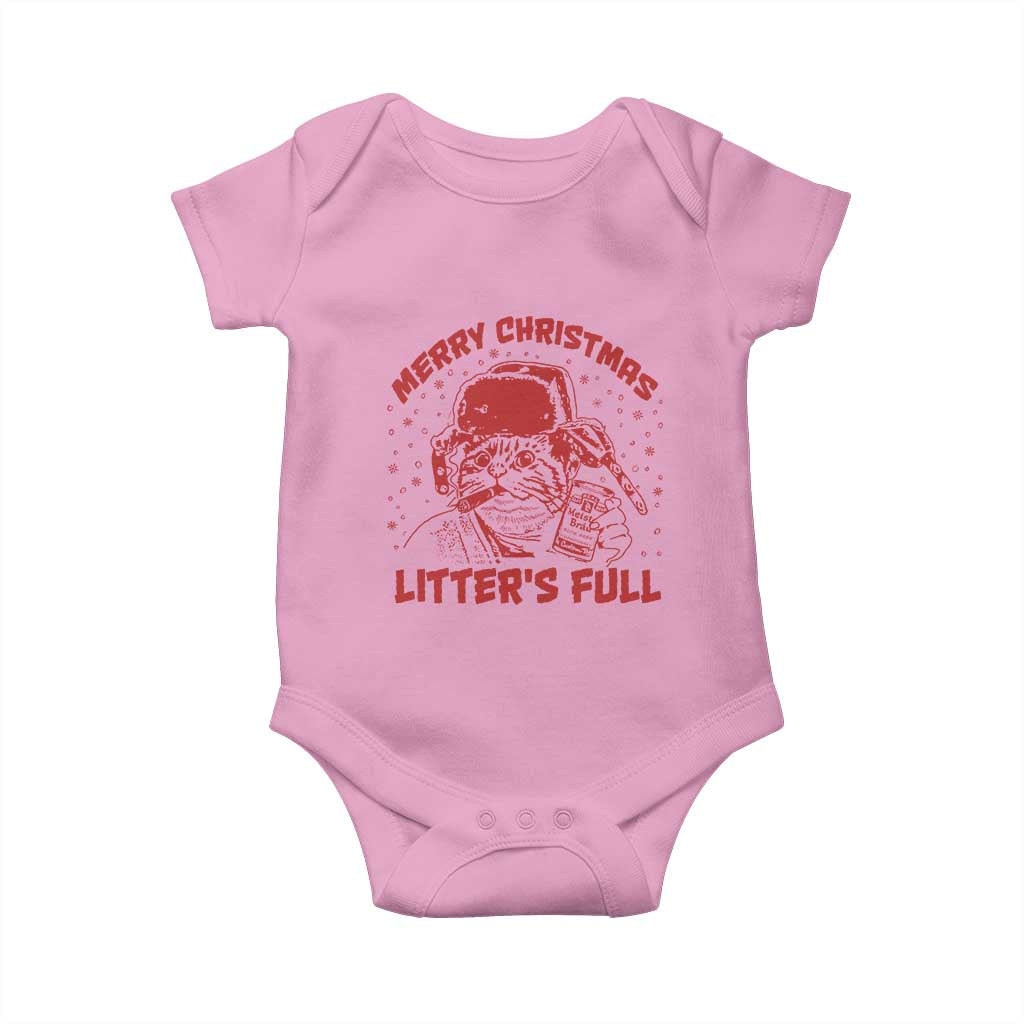 Litters Full Baby Onesie Funny Cat Christmas Vacation TS10 Light Pink Print Your Wear