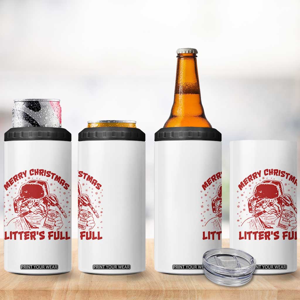Litters Full 4 in 1 Can Cooler Tumbler Funny Cat Christmas Vacation TS10 Print Your Wear