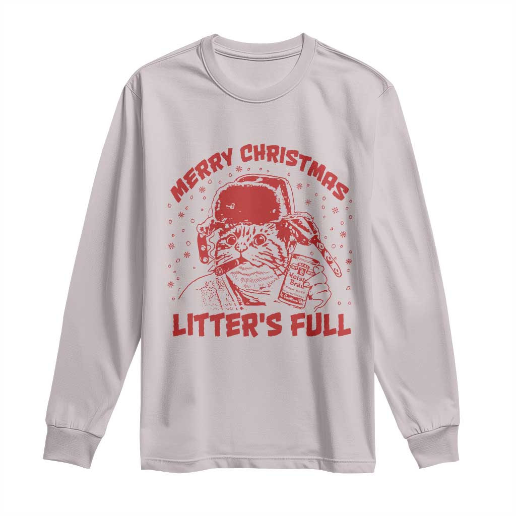 Litters Full Long Sleeve Shirt Funny Cat Christmas Vacation TS10 Ice Gray Print Your Wear