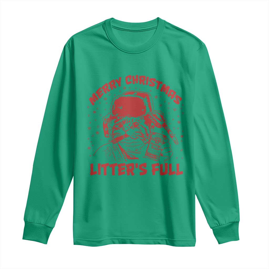 Litters Full Long Sleeve Shirt Funny Cat Christmas Vacation TS10 Irish Green Print Your Wear