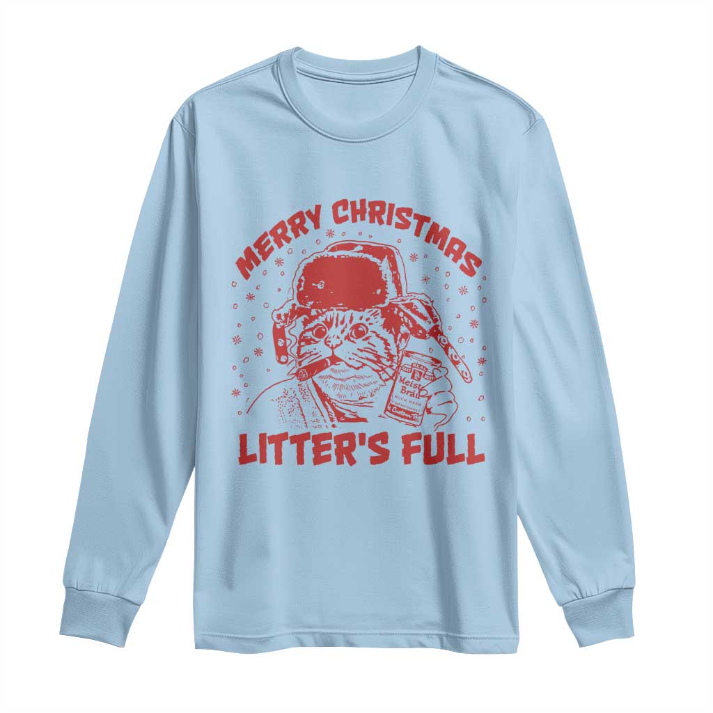 Litters Full Long Sleeve Shirt Funny Cat Christmas Vacation TS10 Light Blue Print Your Wear