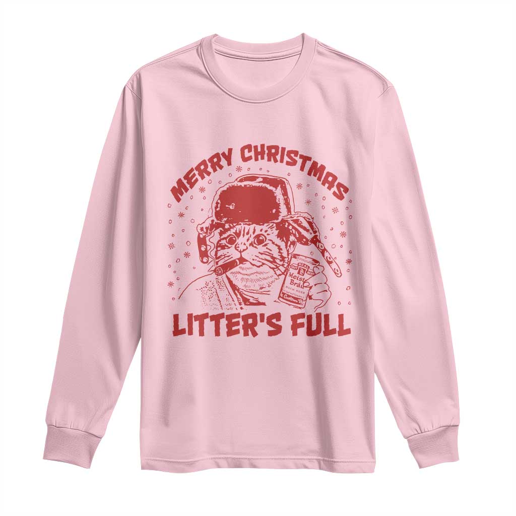 Litters Full Long Sleeve Shirt Funny Cat Christmas Vacation TS10 Light Pink Print Your Wear