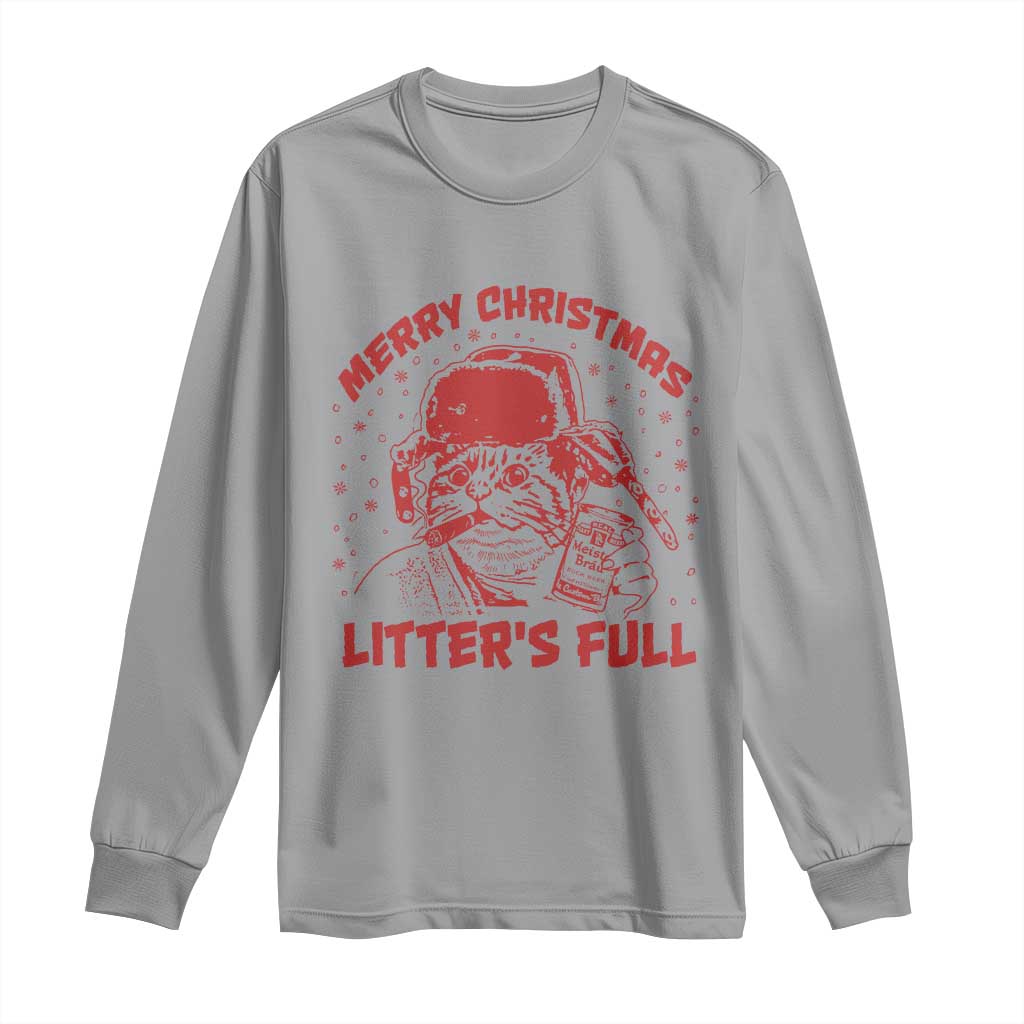 Litters Full Long Sleeve Shirt Funny Cat Christmas Vacation TS10 Sport Gray Print Your Wear