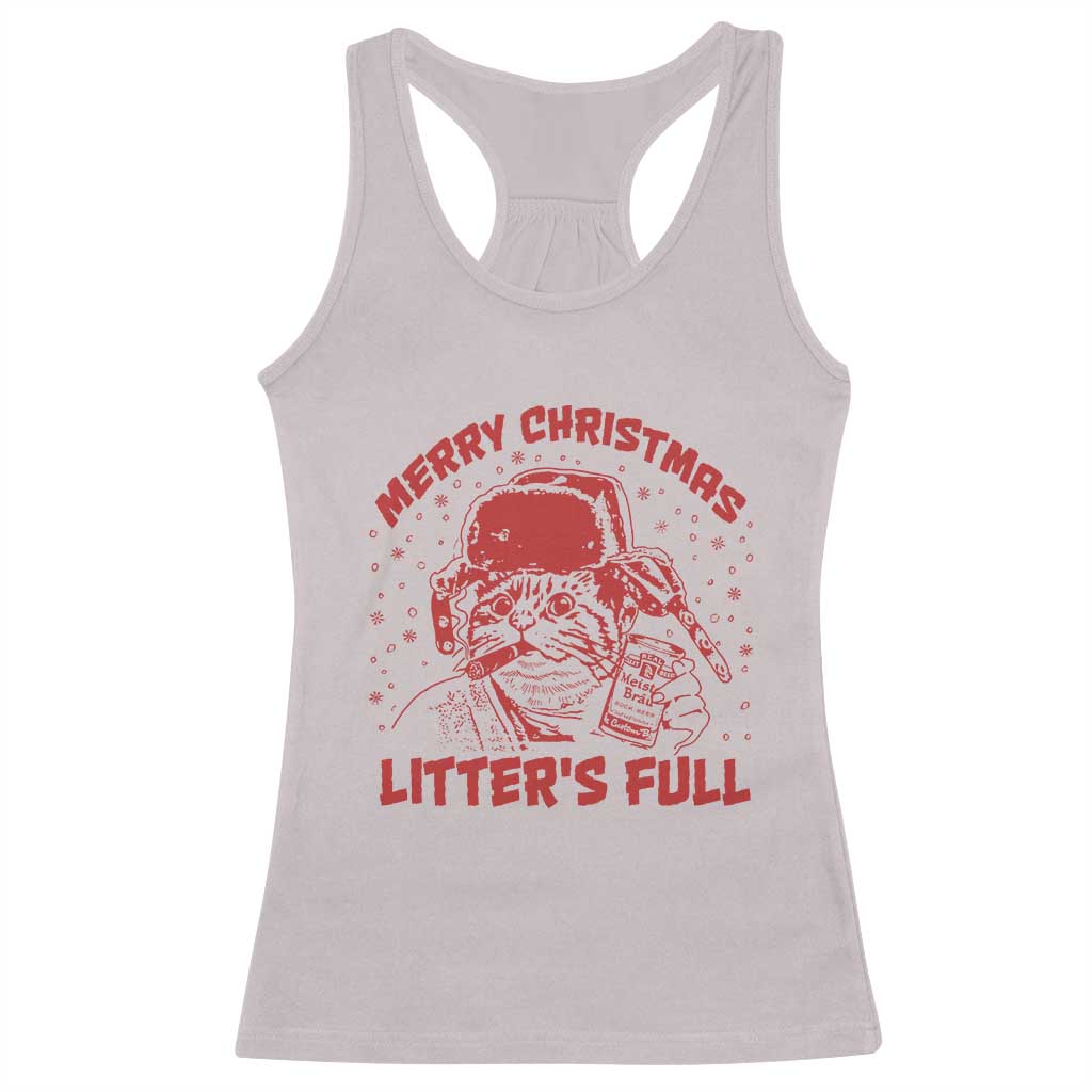Litters Full Racerback Tank Top Funny Cat Christmas Vacation TS10 Ice Gray Print Your Wear