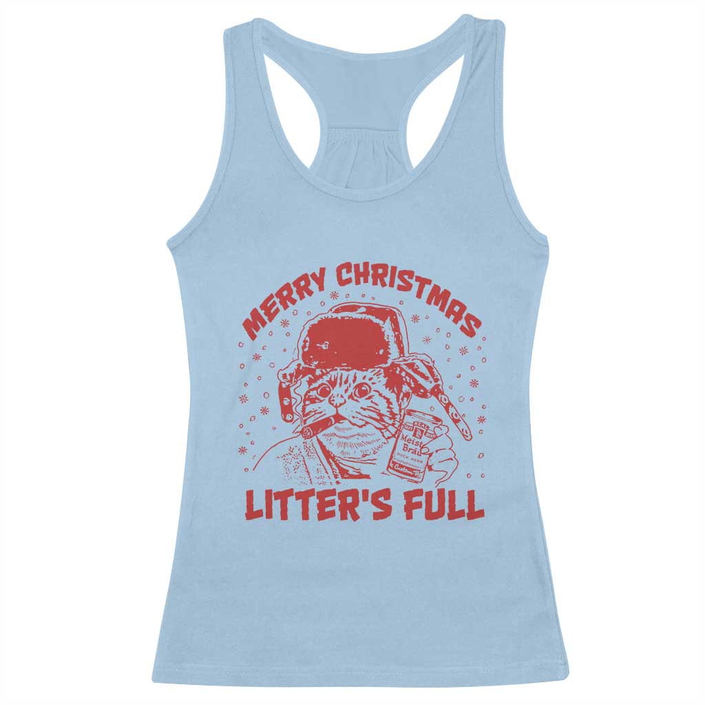 Litters Full Racerback Tank Top Funny Cat Christmas Vacation TS10 Light Blue Print Your Wear