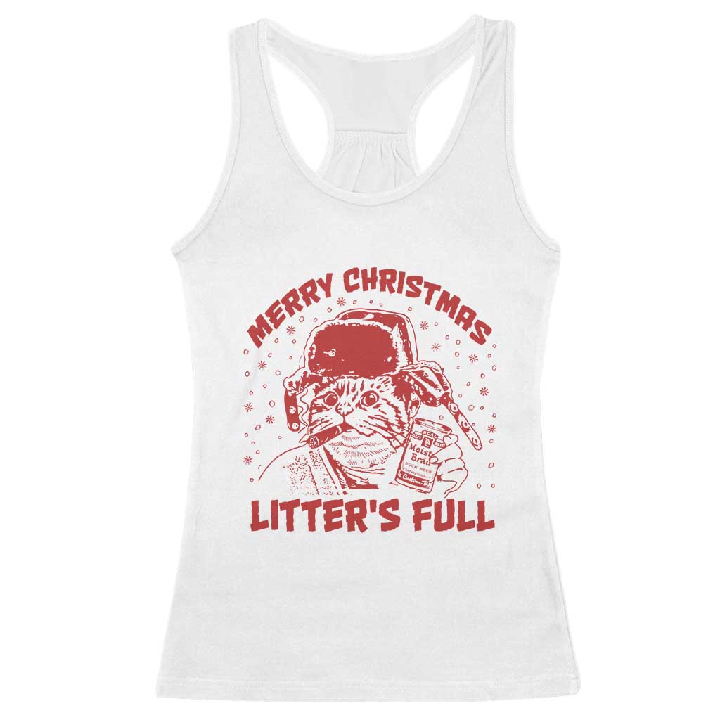 Litters Full Racerback Tank Top Funny Cat Christmas Vacation TS10 White Print Your Wear