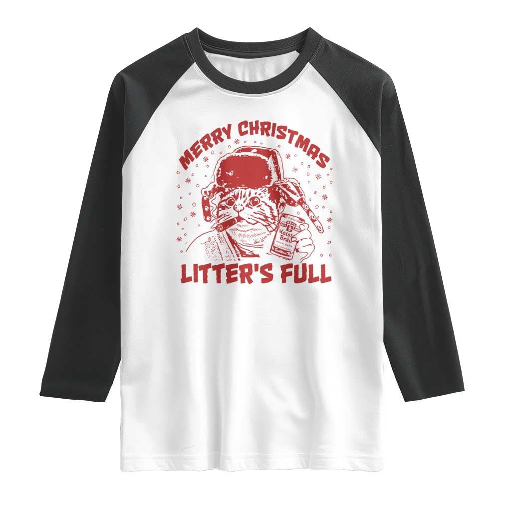 Litters Full Raglan Shirt Funny Cat Christmas Vacation TS10 White Black Print Your Wear
