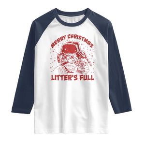 Litters Full Raglan Shirt Funny Cat Christmas Vacation TS10 White Navy Print Your Wear