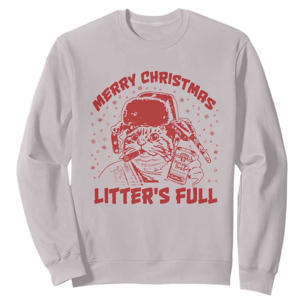 Litters Full Sweatshirt Funny Cat Christmas Vacation TS10 Ice Gray Print Your Wear