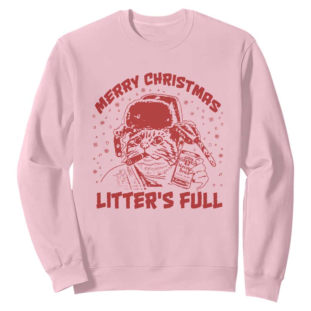 Litters Full Sweatshirt Funny Cat Christmas Vacation TS10 Light Pink Print Your Wear