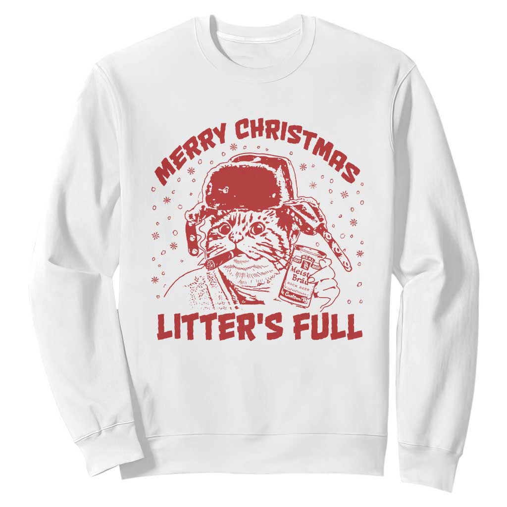 Litters Full Sweatshirt Funny Cat Christmas Vacation TS10 White Print Your Wear
